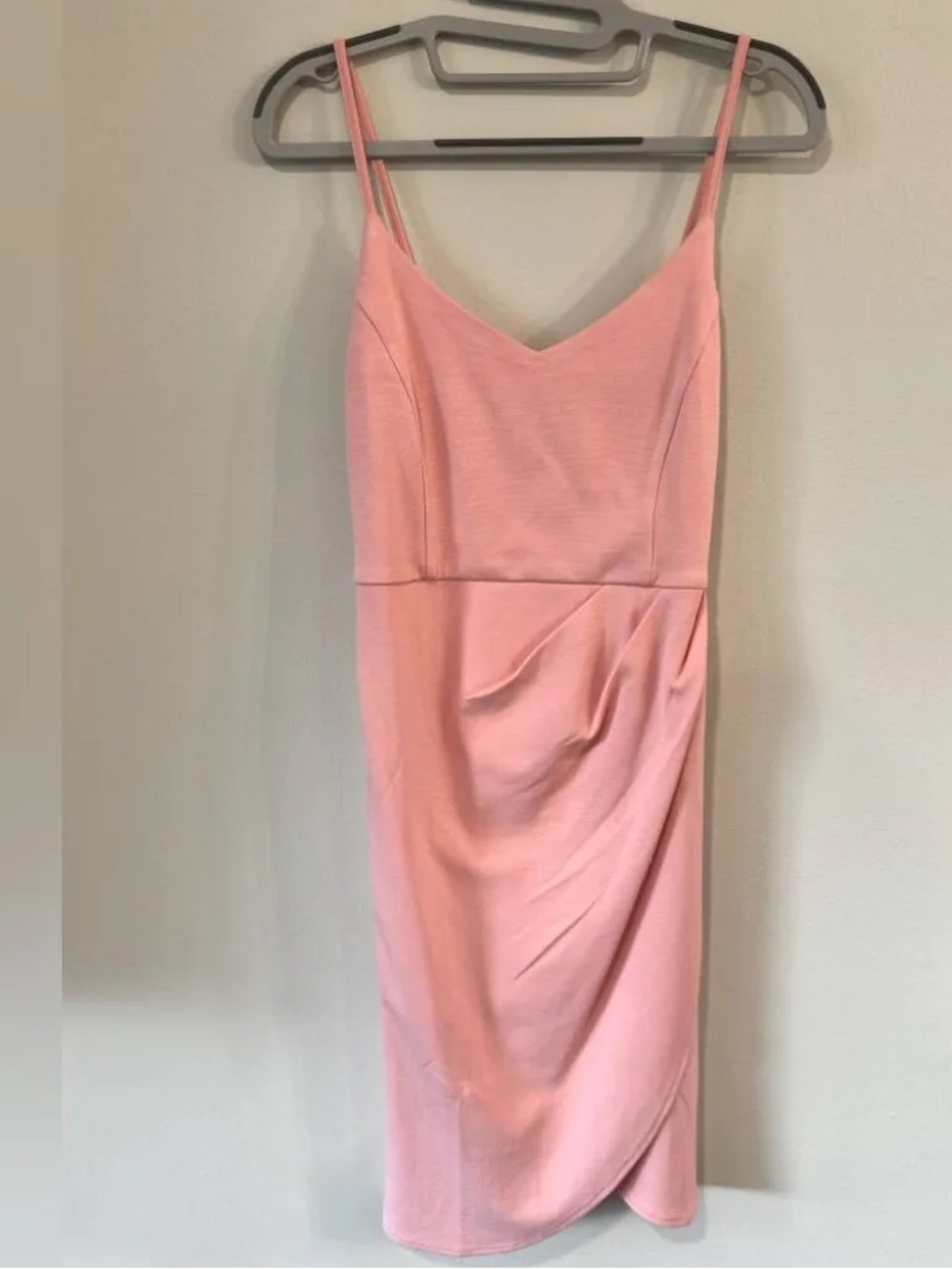 Sleeveless Coral Midi Dress with Draped Skirt